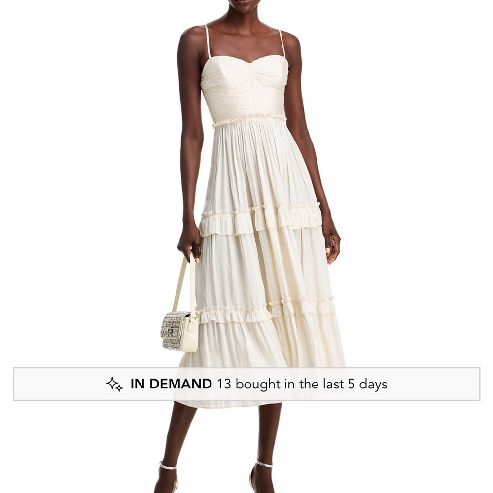 Aqua ruched ruffle midi dress